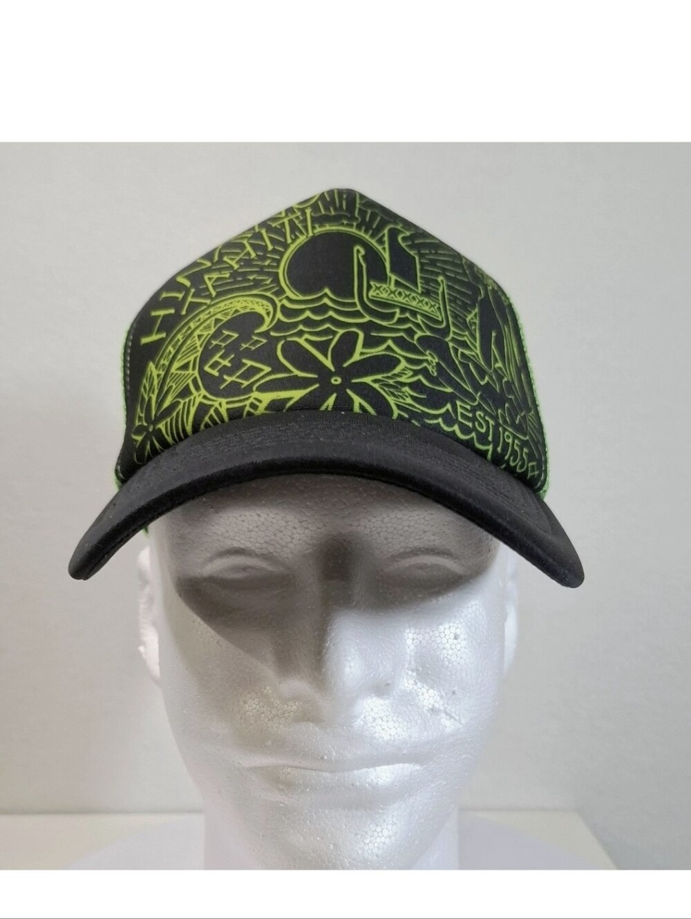 Tahiti Hat Mens Snapback Mesh Green Black Graphic Print